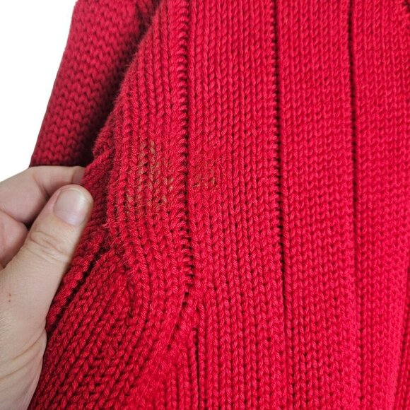 Vtg 90s Polo Ralph Lauren Flag Logo Red Cotton Knit‎ Pullover Sweater Mens Sz XL - Picture 11 of 15